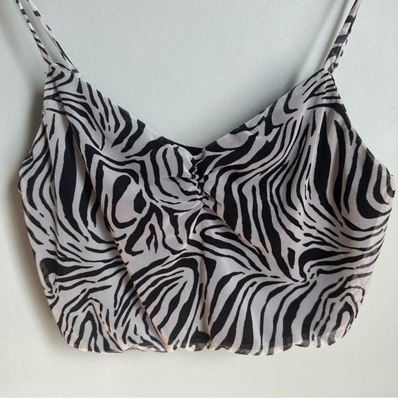 Urban Outfitters Renewal Mesh Zebra Print Tank Crop Top in size L - Picture 2 of 7